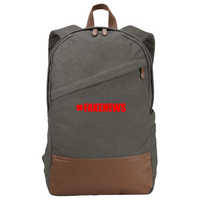 Hashtag Fake News #FAKENEWS Logo Cotton Canvas Backpack