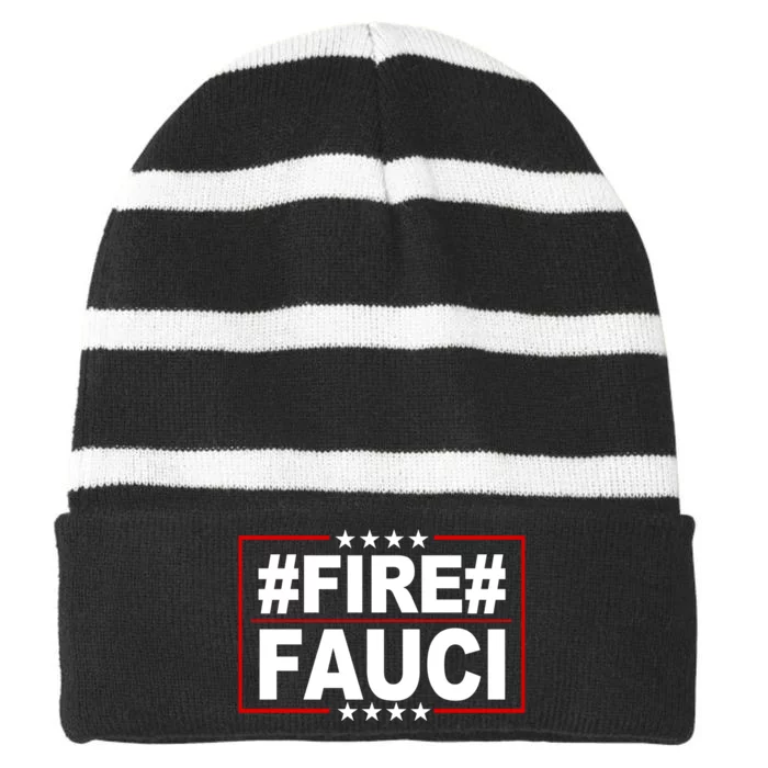 Hashtag Fire Fauci Striped Beanie with Solid Band