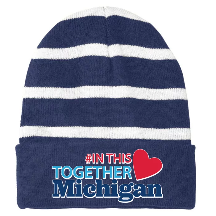 Hashtag In This Together Michigan Striped Beanie with Solid Band