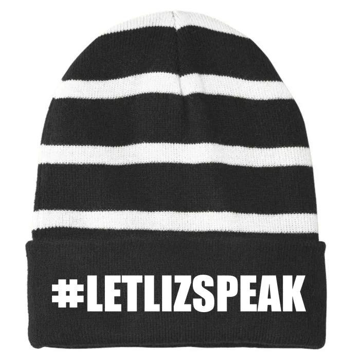 Hashtag Let Liz Speak Nevertheless She Persisted Striped Beanie with Solid Band