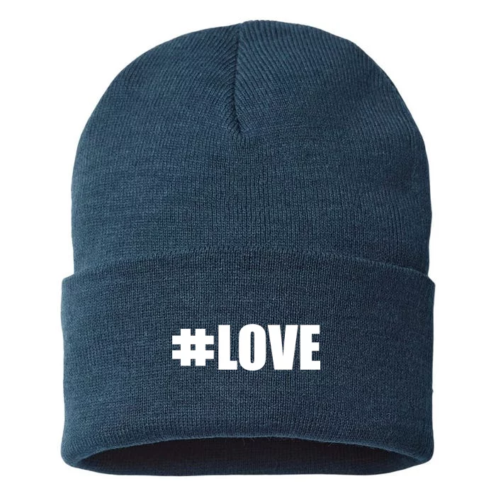 Hashtag Love #Love Valentine's Day Logo Sustainable Knit Beanie