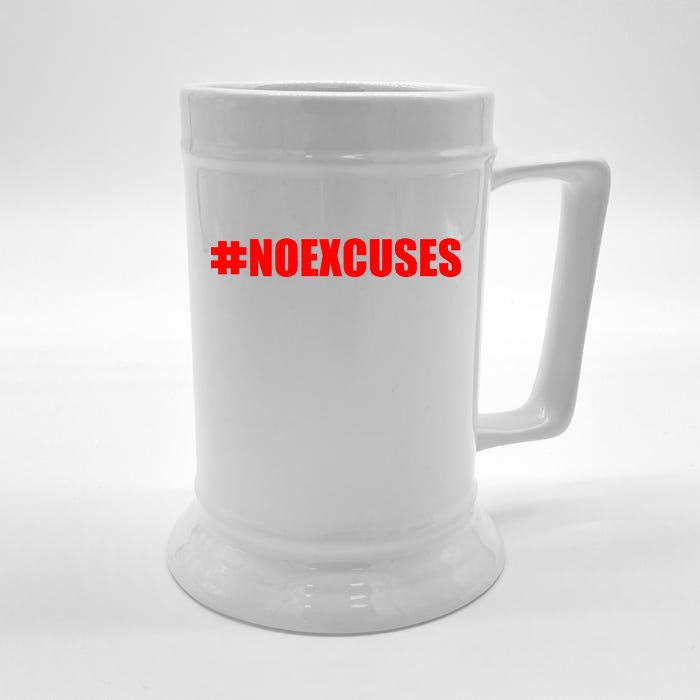 Hashtag No Excuses Fitness Gym #NOEXCUSES Front & Back Beer Stein