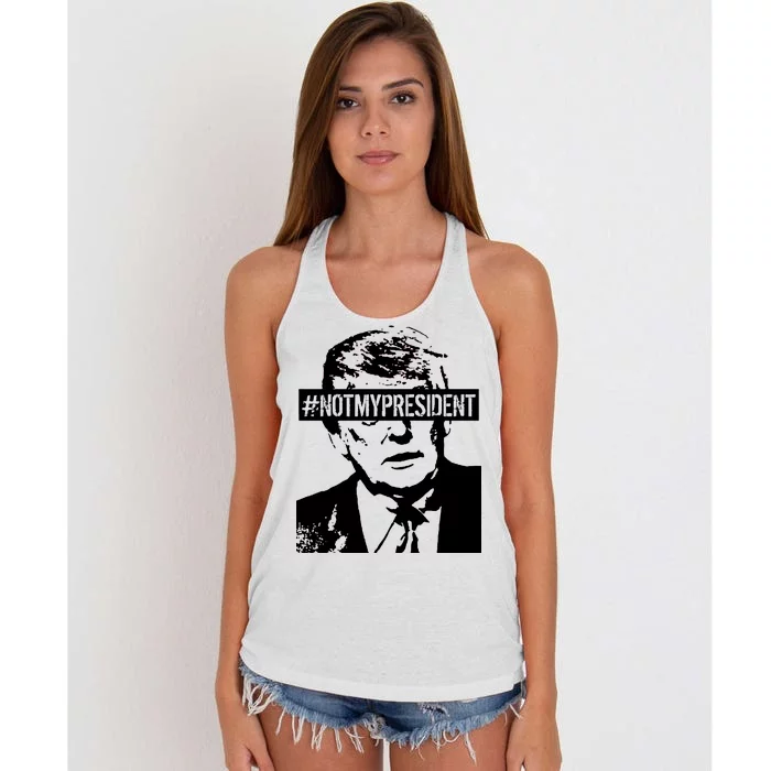 Hashtag Not My President Anti Donald Trump Women's Knotted Racerback Tank