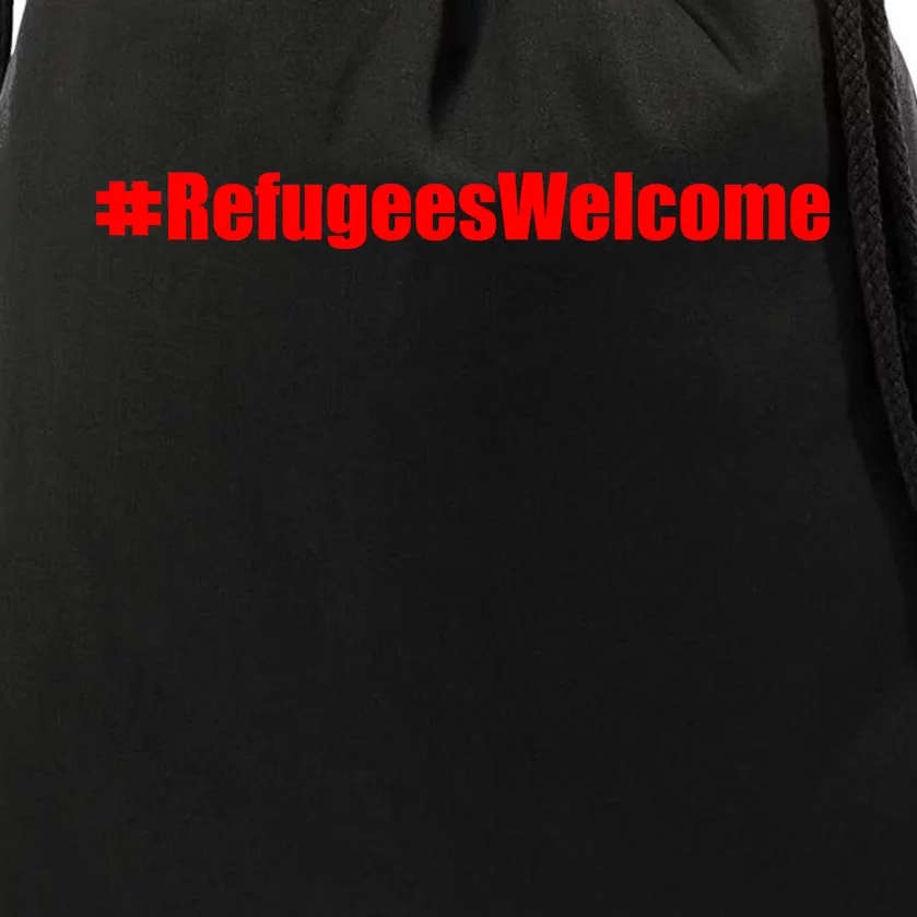 Hashtag Refugees Welcome Anti Travel Ban Drawstring Bag