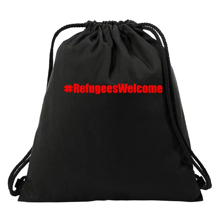 Hashtag Refugees Welcome Anti Travel Ban Drawstring Bag