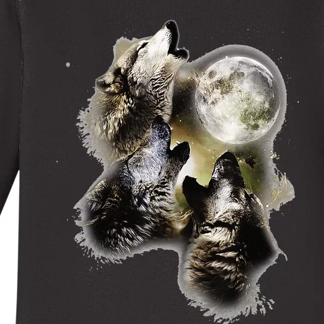 Howling At The Moon Wolves Wolf Animal Baby Long Sleeve Bodysuit