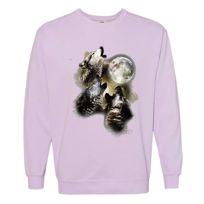 Howling At The Moon Wolves Wolf Animal Garment-Dyed Sweatshirt