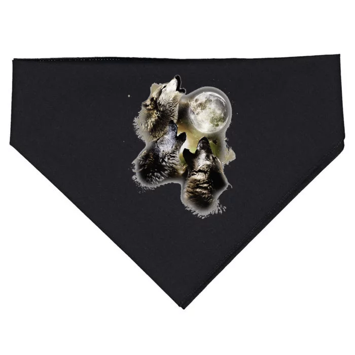 Howling At The Moon Wolves Wolf Animal USA-Made Doggie Bandana