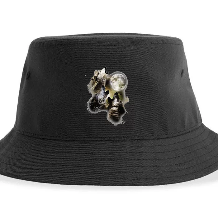 Howling At The Moon Wolves Wolf Animal Sustainable Bucket Hat