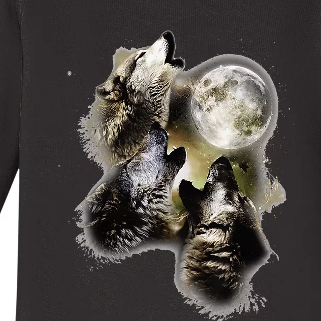 Howling At The Moon Wolves Wolf Animal Baby Long Sleeve Bodysuit