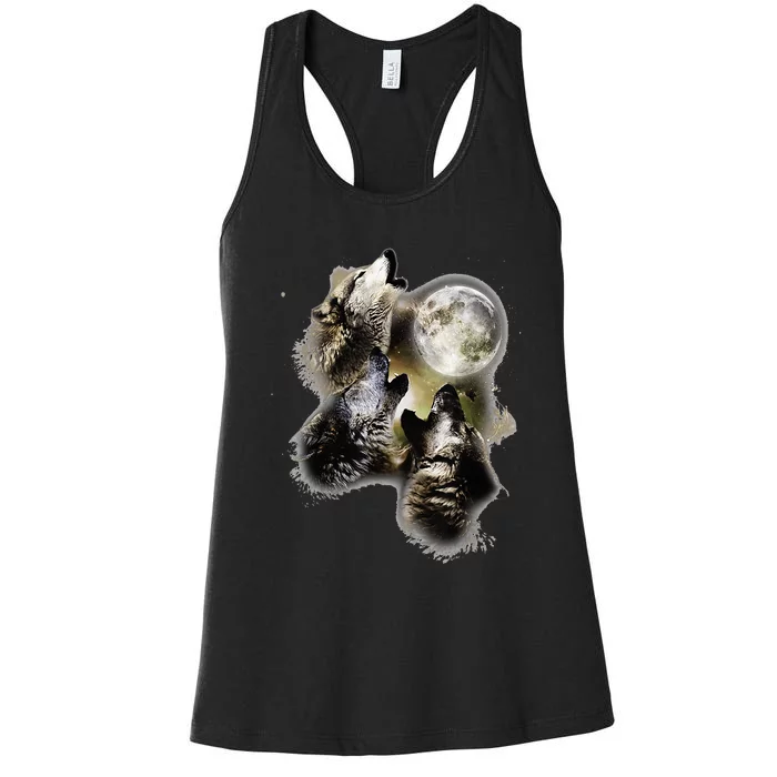 Howling At The Moon Wolves Wolf Animal Women's Racerback Tank