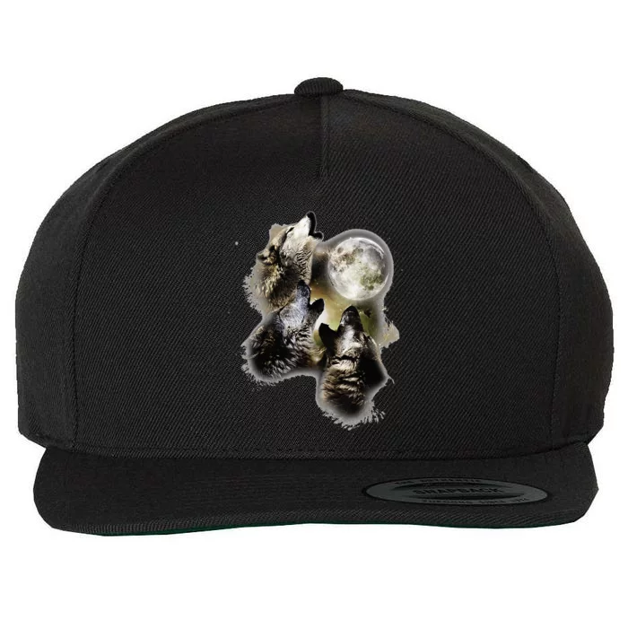 Howling At The Moon Wolves Wolf Animal Wool Snapback Cap