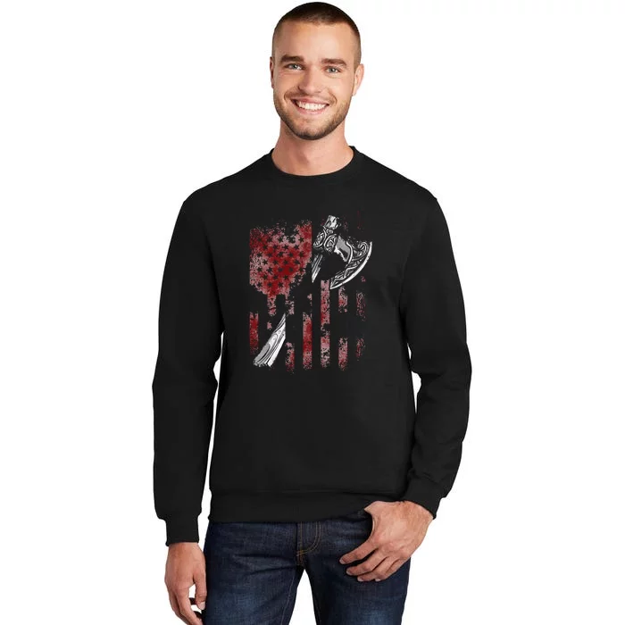 Hatchet Axe Throwing Lumberjack Logger American Flag Sweatshirt