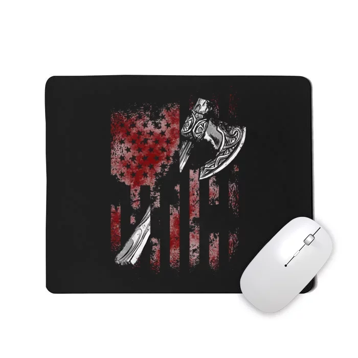 Hatchet Axe Throwing Lumberjack Logger American Flag Mousepad