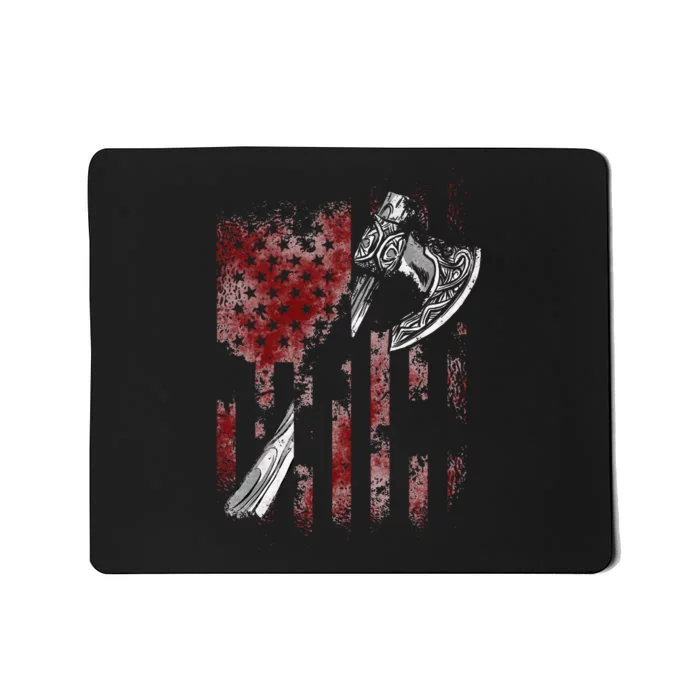 Hatchet Axe Throwing Lumberjack Logger American Flag Mousepad