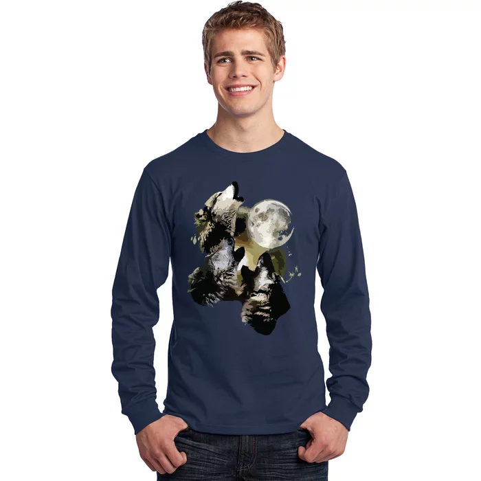 Howling At The Moon Wolves Wolf Animal Long Sleeve Shirt