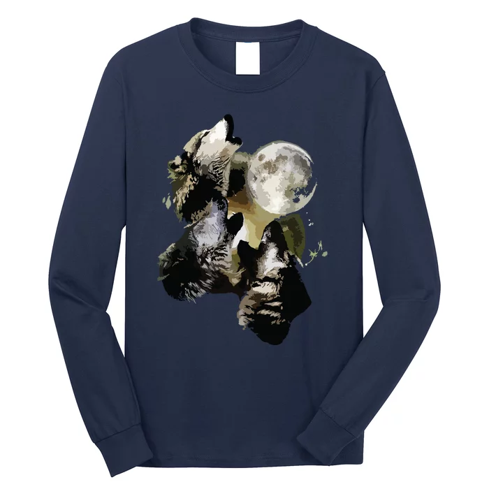 Howling At The Moon Wolves Wolf Animal Long Sleeve Shirt