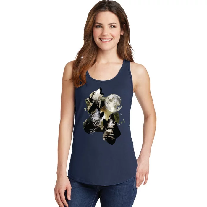 Howling At The Moon Wolves Wolf Animal Ladies Essential Tank