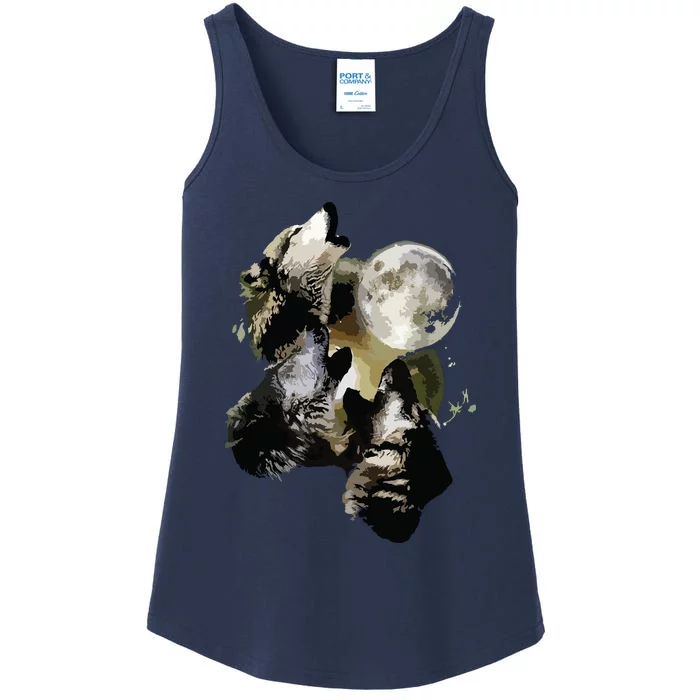 Howling At The Moon Wolves Wolf Animal Ladies Essential Tank