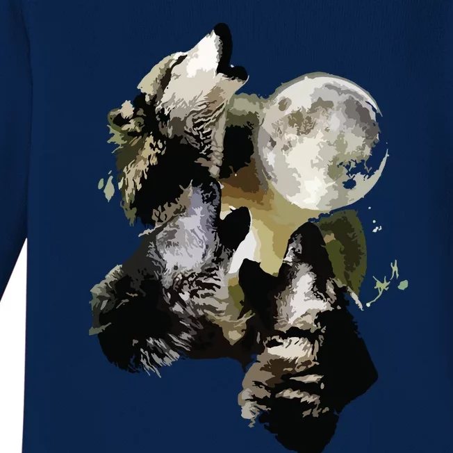 Howling At The Moon Wolves Wolf Animal Baby Long Sleeve Bodysuit