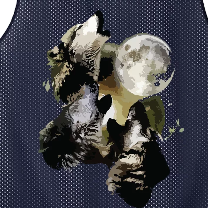 Howling At The Moon Wolves Wolf Animal Mesh Reversible Basketball Jersey Tank