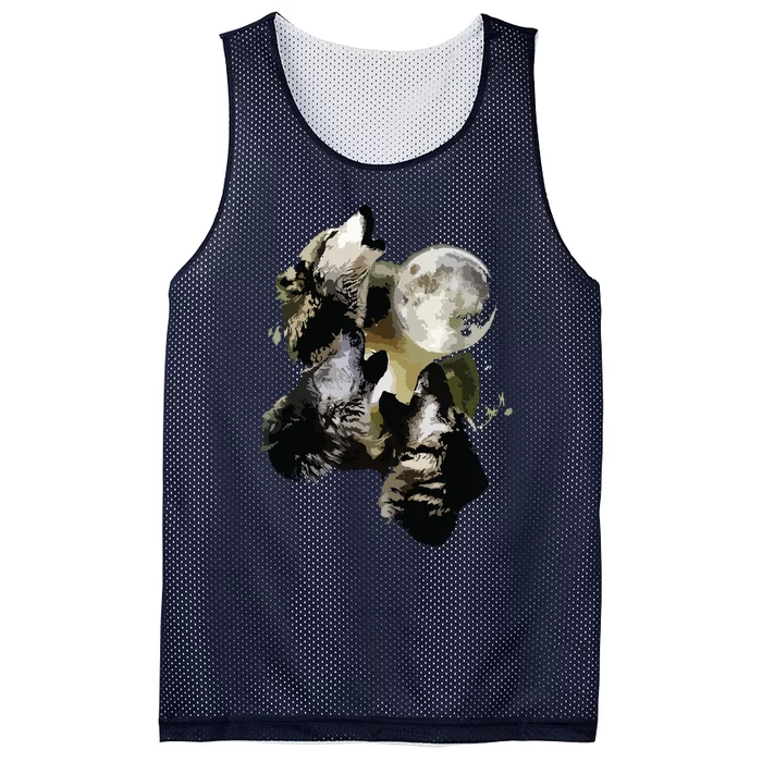 Howling At The Moon Wolves Wolf Animal Mesh Reversible Basketball Jersey Tank