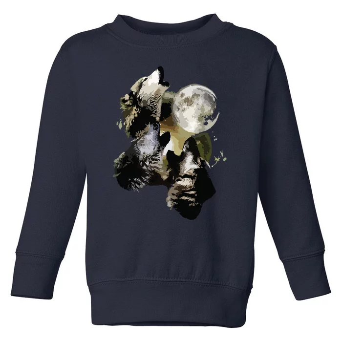 Howling At The Moon Wolves Wolf Animal Toddler Sweatshirt