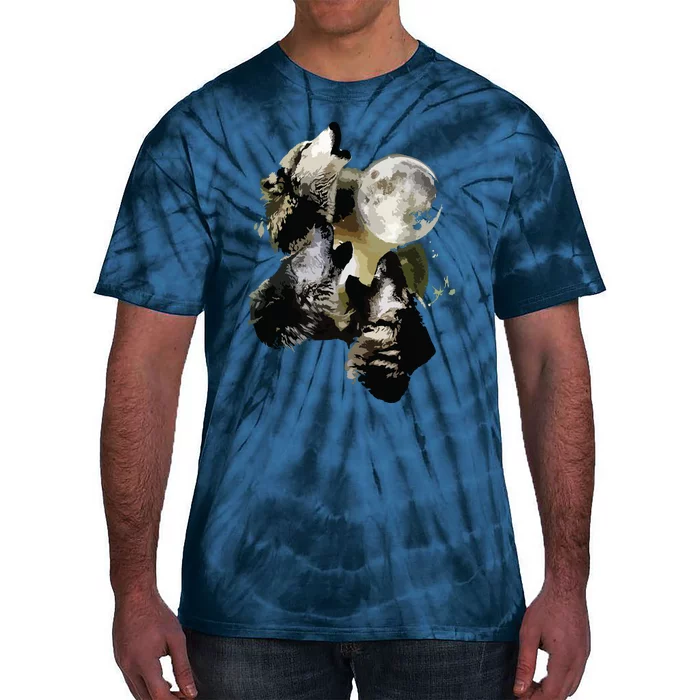 Howling At The Moon Wolves Wolf Animal Tie-Dye T-Shirt