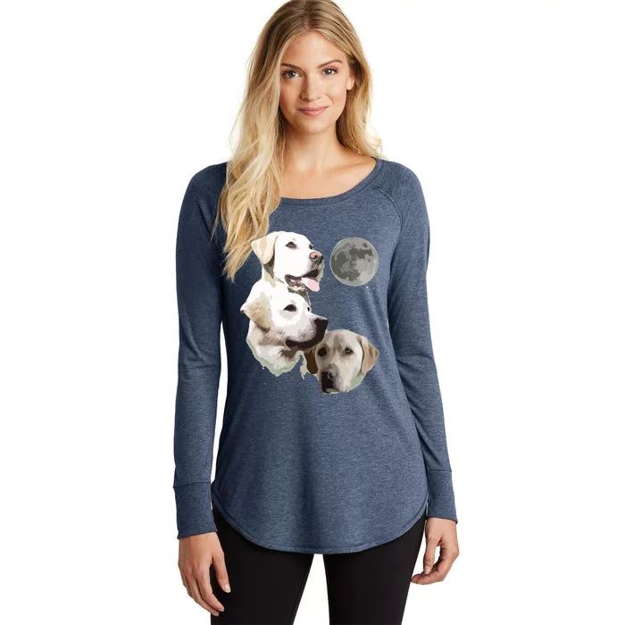 Howling At The Moon Funny Yellow Labrador Retriever Women's Perfect Tri Tunic Long Sleeve Shirt