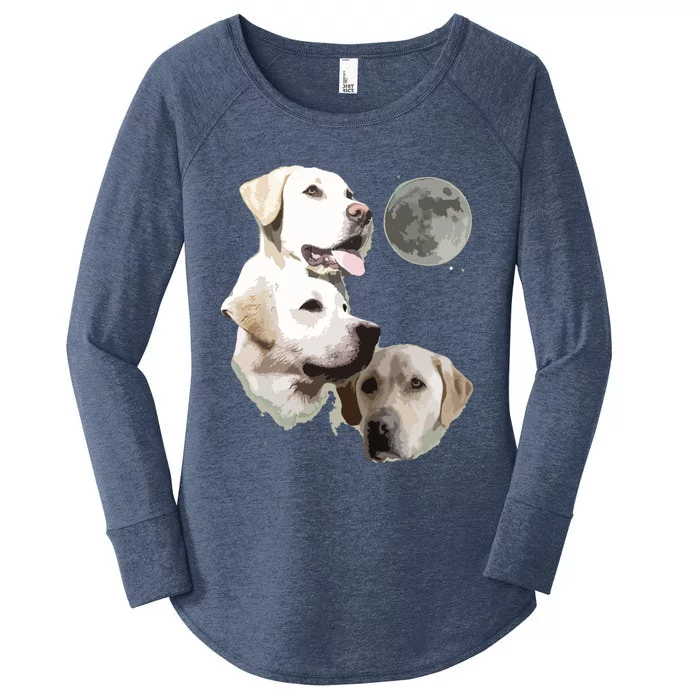 Howling At The Moon Funny Yellow Labrador Retriever Women's Perfect Tri Tunic Long Sleeve Shirt