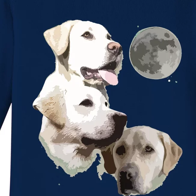 Howling At The Moon Funny Yellow Labrador Retriever Baby Long Sleeve Bodysuit