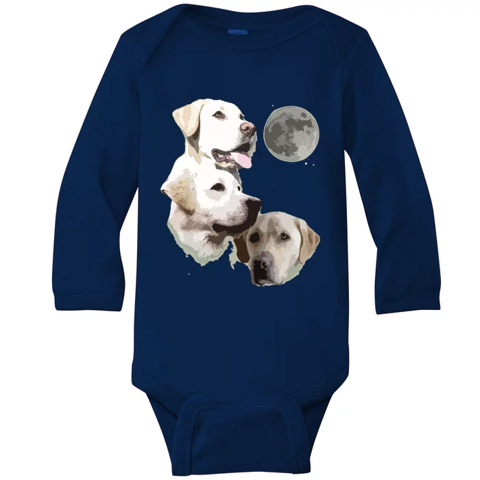 Howling At The Moon Funny Yellow Labrador Retriever Baby Long Sleeve Bodysuit