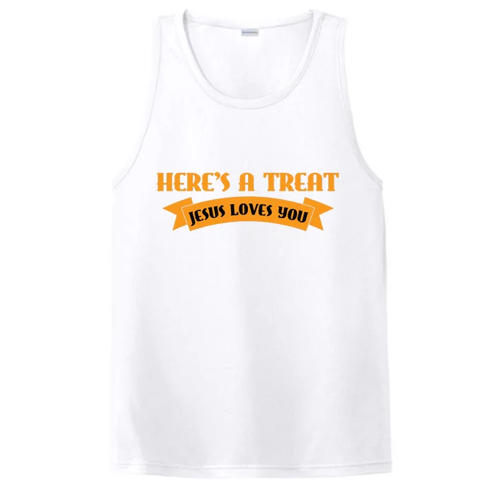 Heres A Treat Jesus Halloween Jesus Loves You Performance Tank