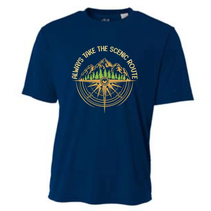 Hiking Always Take The Scenic Route Camping Gift Cooling Performance Crew T-Shirt