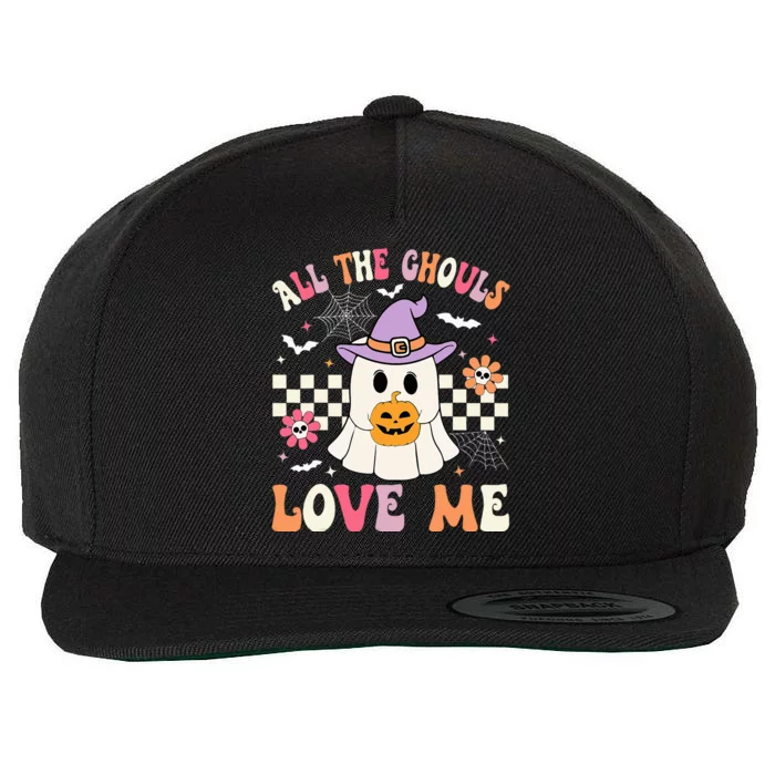 Halloween All The Ghouls Love Me Ghost Halloween Wool Snapback Cap