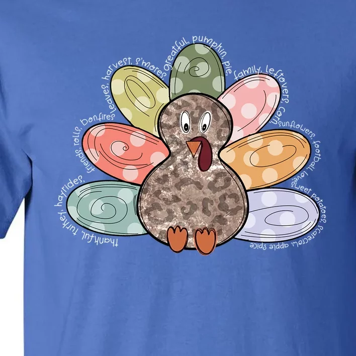 Happy Autumn Thanksgiving Thankful For My Family Cute Turkey Gift Tall T-Shirt