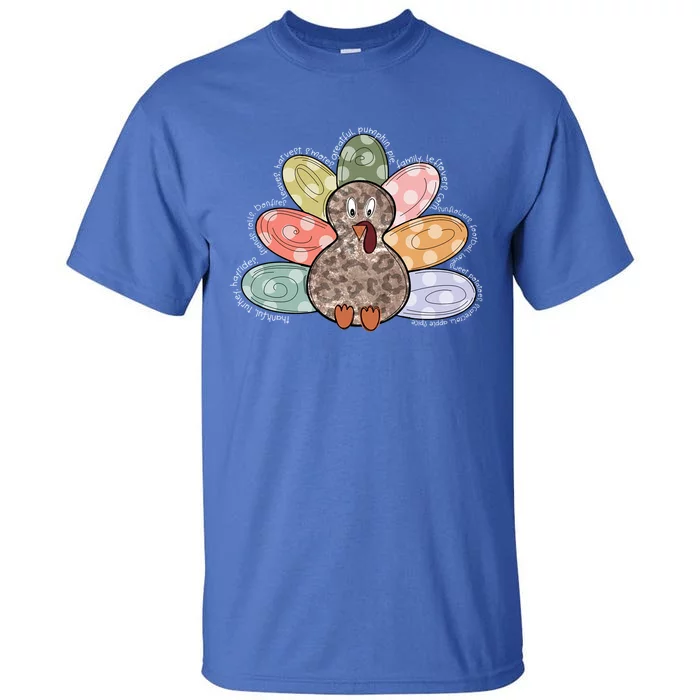 Happy Autumn Thanksgiving Thankful For My Family Cute Turkey Gift Tall T-Shirt