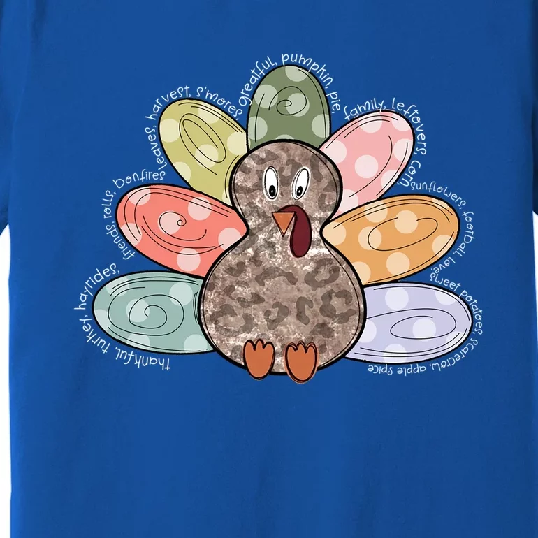 Happy Autumn Thanksgiving Thankful For My Family Cute Turkey Gift Premium T-Shirt