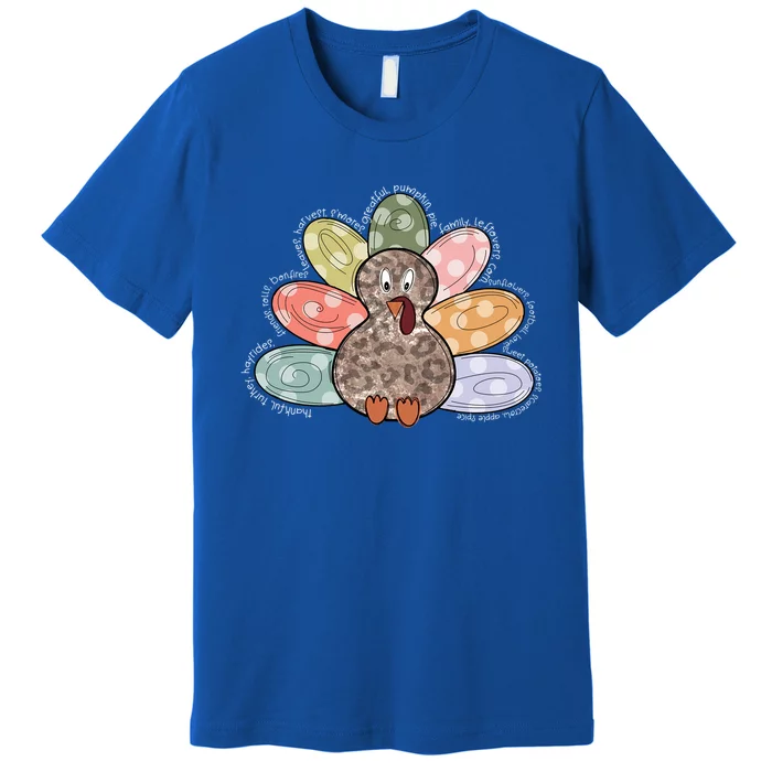 Happy Autumn Thanksgiving Thankful For My Family Cute Turkey Gift Premium T-Shirt