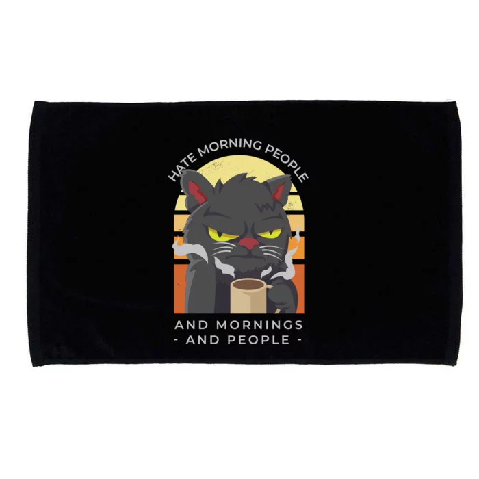 Hate Morning People Cat Funny Microfiber Hand Towel