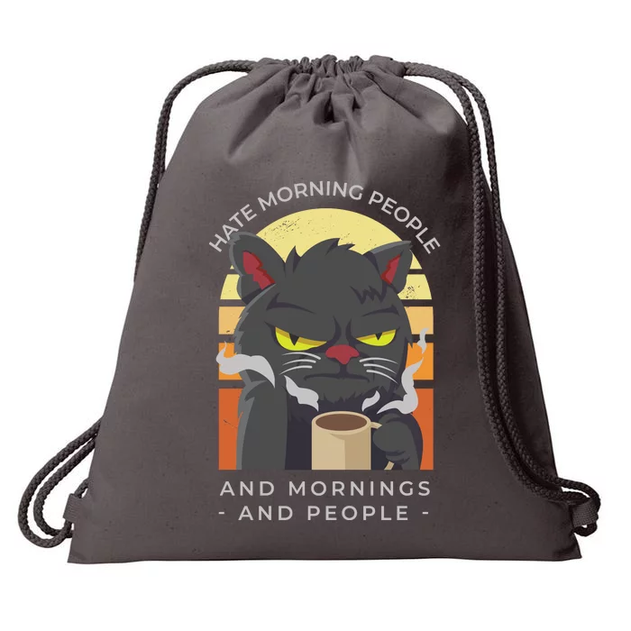 Hate Morning People Cat Funny Drawstring Bag