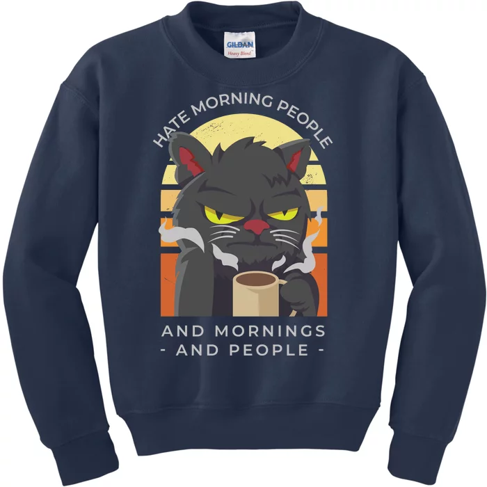 Hate Morning People Cat Funny Kids Sweatshirt