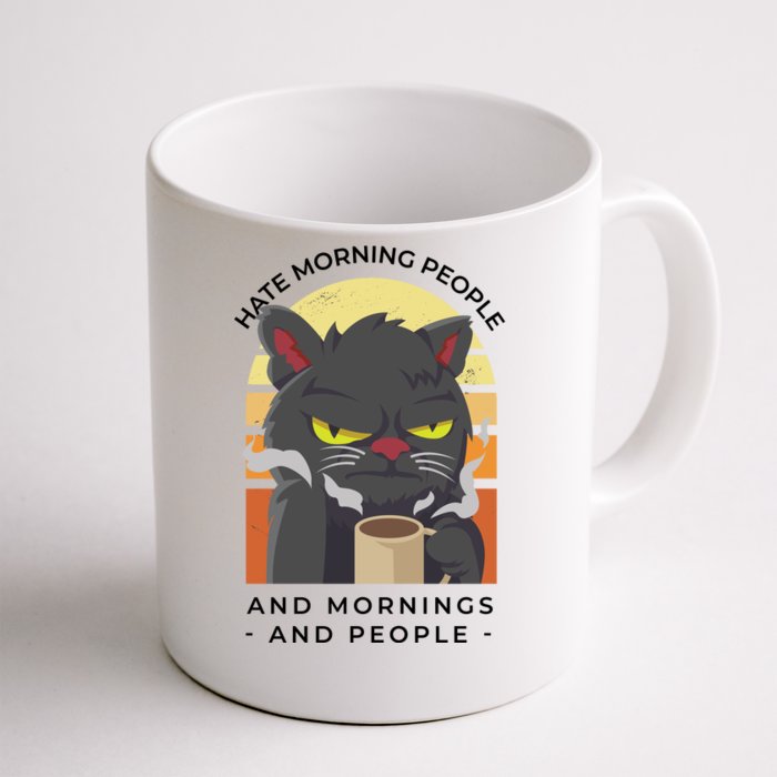 Hate Morning People Cat Funny Front & Back Coffee Mug