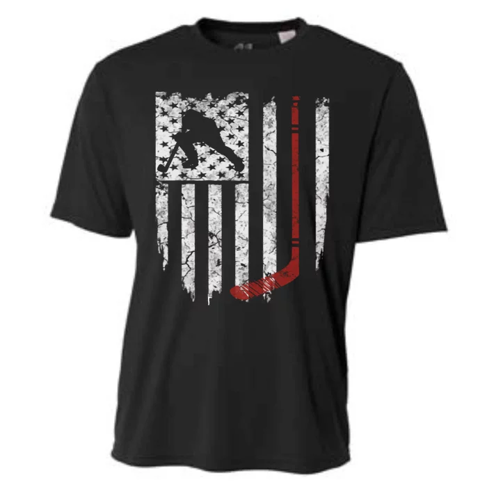 Hockey American Usa Flag Gift Mens Tee Gift Cooling Performance Crew T-Shirt