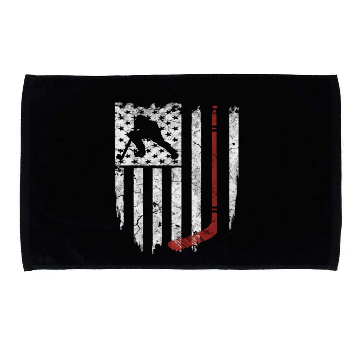 Hockey American Usa Flag Gift Mens Tee Gift Microfiber Hand Towel