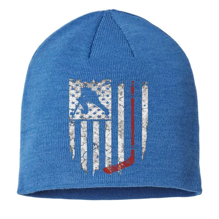 Hockey American Usa Flag Gift Mens Tee Gift 8 1/2in Sustainable Knit Beanie