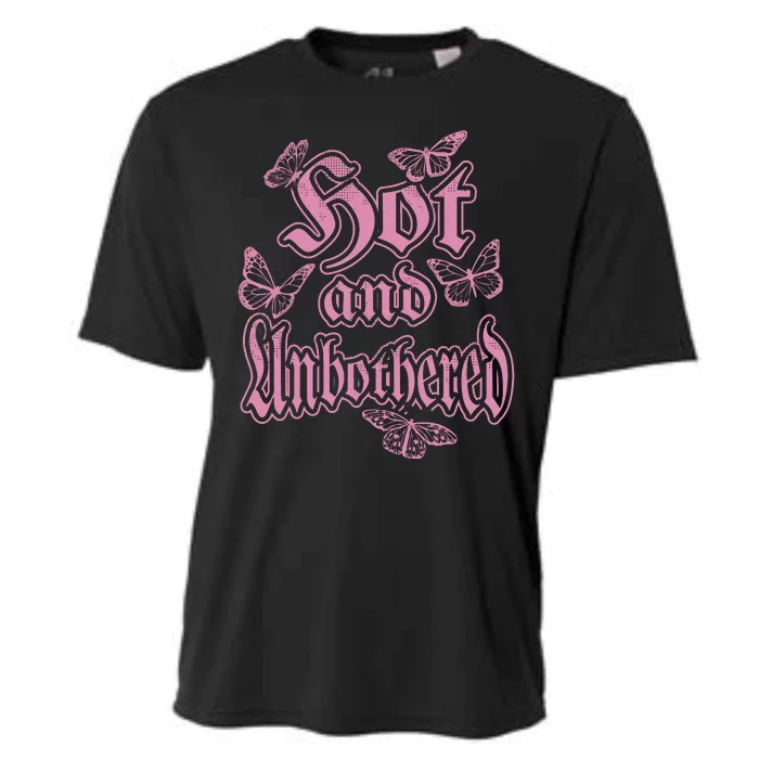 Hot And Unbothered Butterfly Quote Cooling Performance Crew T-Shirt