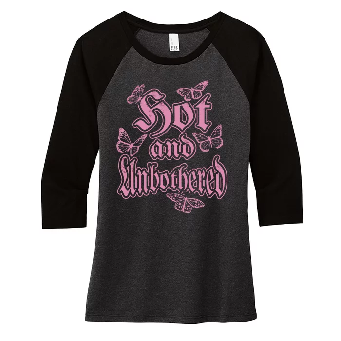 Hot And Unbothered Butterfly Quote Women's Tri-Blend 3/4-Sleeve Raglan Shirt