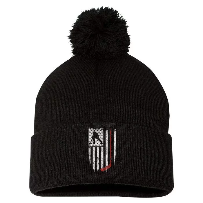 Hockey American USA Flag Pom Pom 12in Knit Beanie