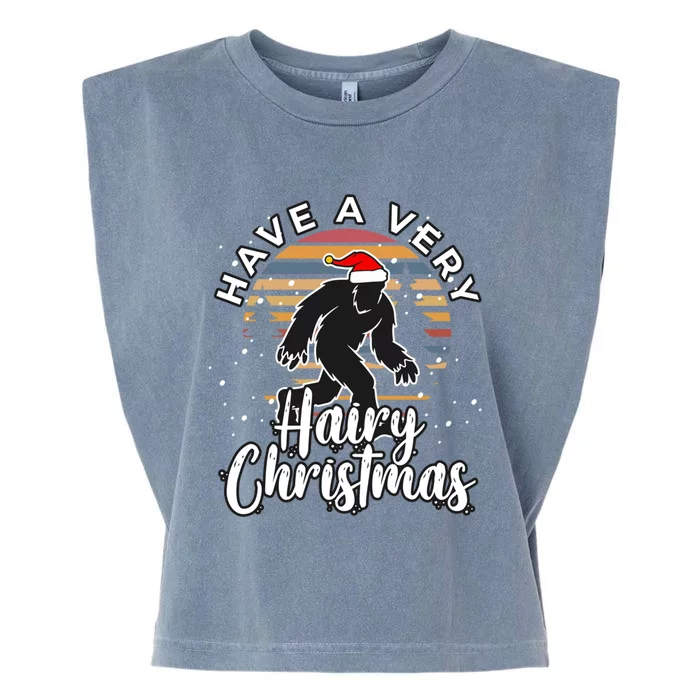 Have A Very Hairy Christmas Bigfoot Sasquatch Funny Gift Garment-Dyed Women's Muscle Tee